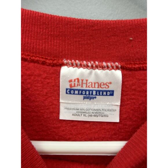 Vintage Snowman Sweatshirt Christmas Womens XL Red Stitched Hanes Plaid Trim - Picture 4 of 8